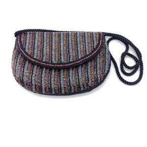 Vintage Geromes rainbow beaded clutch shoulder purse bag hong kong